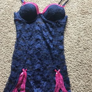 Blue and pink lingerie